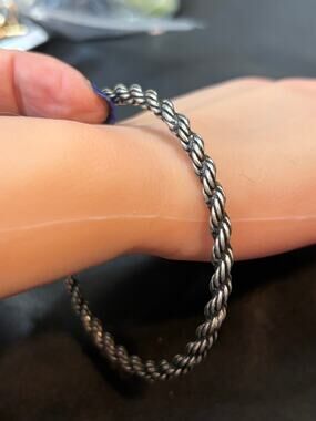 Kendra Scott Silver-Tone Twisted Rope Chain Bracelet – Size 7.75”